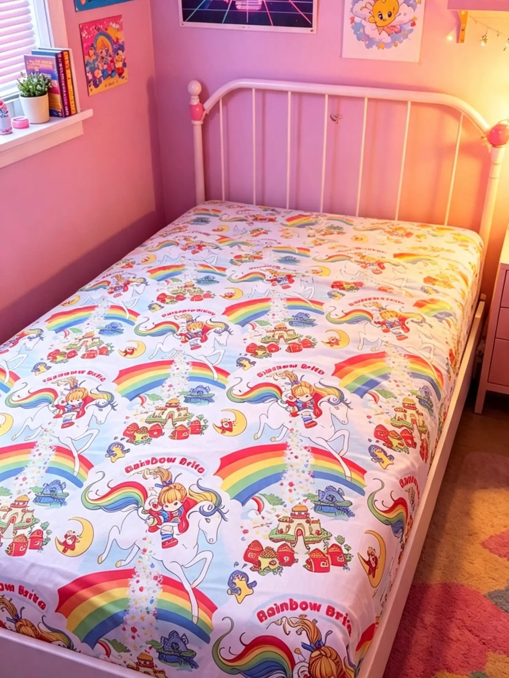1983 Vintage Rainbow Brite kids Fitted sheet bedding